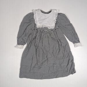 Vtg Cary San Francisco Dress Girls Sz 5 Black Gingham 90s Party Shimmery